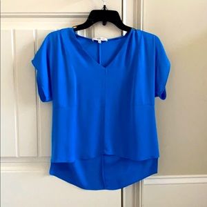 Milly Vibrant Blue Silk V Neck Shirt